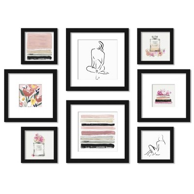 (Set of 8) Americanflat Pink Perfume Bloom Framed Gallery Wall Art Set