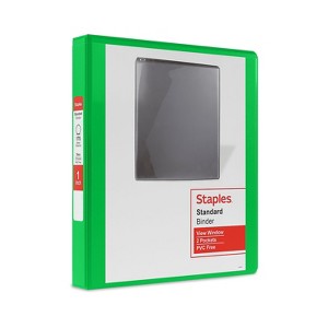 Staples Standard 1" 3-Ring View Binder Green (58652) 58656 - 1 of 4