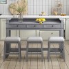 Nagu 4-Piece Dining Table Set For 3,Dining Table Modern With 3 Drawers,Dining Set Table With 3 Rubber Wood Dining Chairs-Maison Boucle - 3 of 4