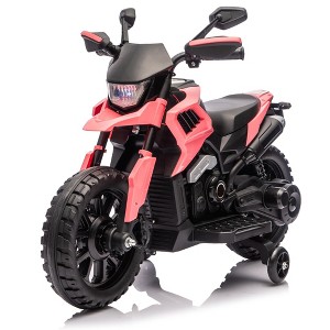 Jojoka 6v Electric Dirt Bike, Kids Ride on Motorcycle with Traning Wheels, 2-5mph Adjustabled Speed, Headlight & Music - 1 of 4