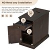 Vintage End Table with USB Ports and 1 Drawer with Cup Holders, Sofa Side Table Bedside Nightstand Narrow Table for Living Room Bedroom - 3 of 4