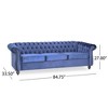 84.75" Velvet Tufted Chesterfield 3-Seater Sofa with Low-Profile Design, Turned Legs and Diamond Stitching - 4 of 4