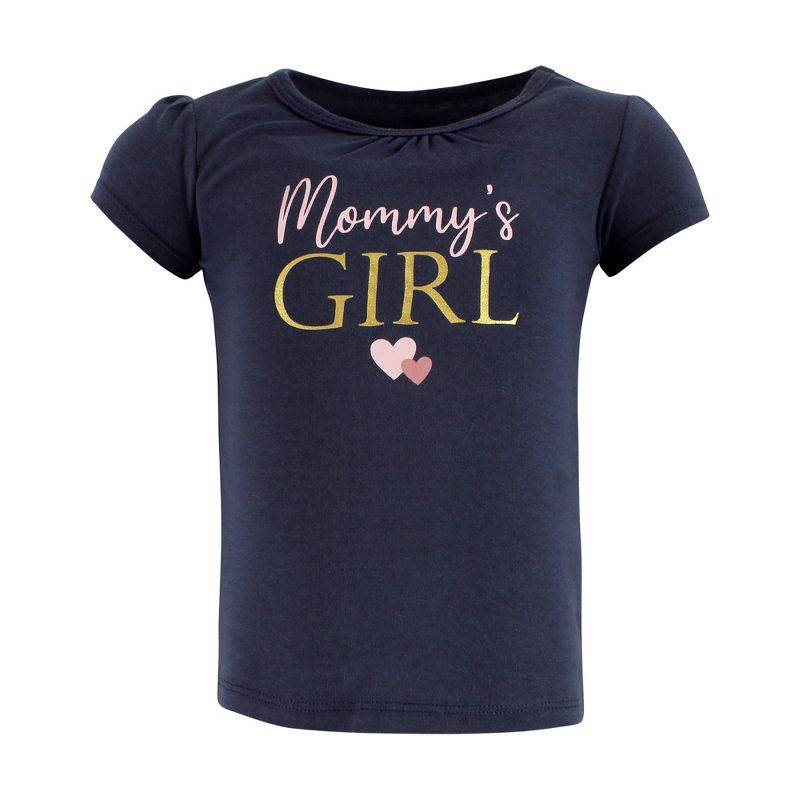 Hudson Baby Infant Girl Short Sleeve T-Shirts, Girl Mommy Pink Navy, 5 of 6