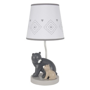 Lambs & Ivy Woodland Forest Gray Bears Nursery Lamp with Shade & Bulb - 1 of 4