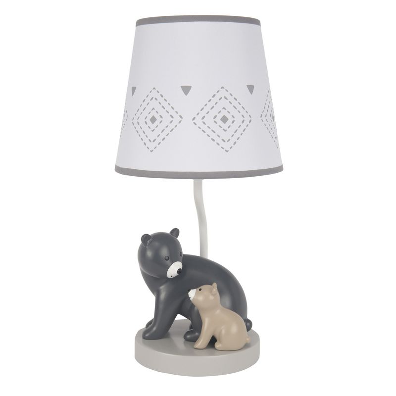 Lambs & Ivy Woodland Forest Gray Bears Nursery Lamp with Shade & Bulb, 1 of 5