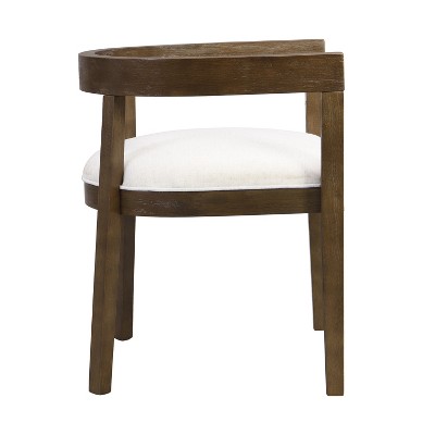 Beige Upholstered Wood Dining Chairs with Open-Back Design, Set of 2