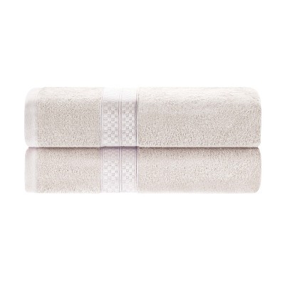 Pillow Guy Cotton and Rayon Bamboo Oversized Hand Towel, 2-Piece Set - White