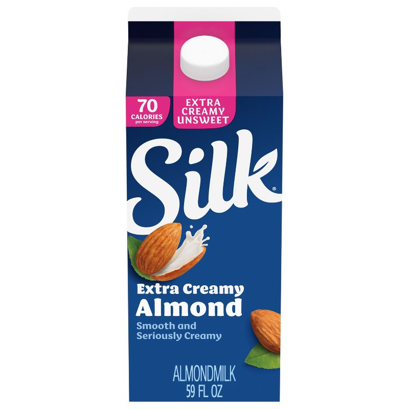 Silk Unsweet Extra Creamy Almond Milk - 59 fl oz, 1 of 8