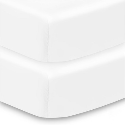 BreathableBaby Cotton Percale Fitted Sheet, For 52" x 28" Crib & Toddler Bed Mattress, White (2-Pack)
