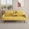 Okak 72"Sofa Bed Futon Couch with Armrests & 2 Cup Holders, Convertible Small Sleeper Sofa Bed for Apartments, living Room, Velvet Loveseat, Yellow - 3 of 4