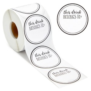Juvale 500 Pack Drink Stickers for Cups, Water Bottles, This Drink Belongs To Stickers for Wedding Reception, Birthday Party, Anniversary, 2 In - 1 of 4