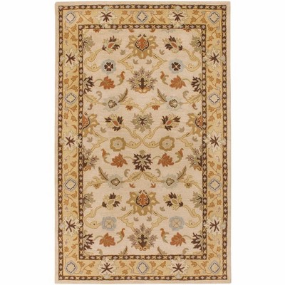 Mark & Day Didsbury 5'x8' Rectangle Tufted Indoor Area Rugs Khaki: Wool, Stain-Resistant, Botanical Pattern, Handmade