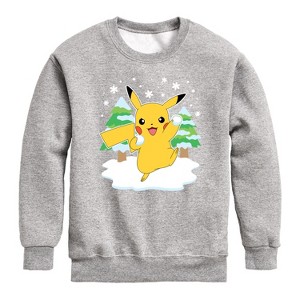 Boys' - Pokémon - Pikachu Snowball Fight-Youth Crew Fleece Sweatshirt Graphic Long Sleeve Fleece Sweatshirt - 1 of 4