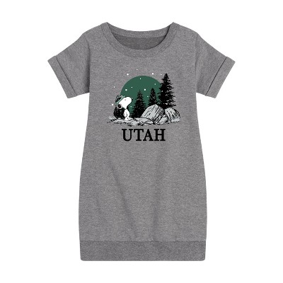 - Peanuts - Snoopy Utah Graphic Short Sleeve Fleece Dress