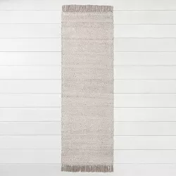 2'4"x7' Bleached Jute Fringe Runner Gray - Hearth & Hand™ with Magnolia