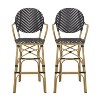 Set of 2 Outdoor Wicker and Aluminum 29.5" French Barstools,Bamboo Print Finish-Christopher Knight Home - image 2 of 4