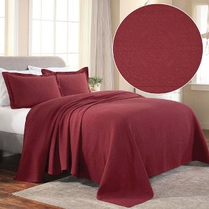 Fleur De Lis Medallion Cotton Matelasse Decorative Bedspread and Pillow Sham Set by Blue Nile Mills - 1 of 4