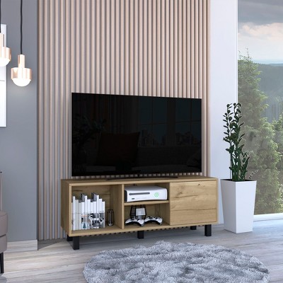 45.3" Manufactured Wood TV Stand for TVs up to 45" with Three Open Shelves, One Cabinet, and Cable Management for Living Room