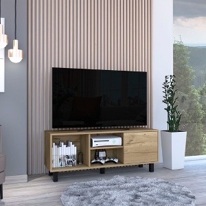45.3" Manufactured Wood TV Stand for TVs up to 45" with Three Open Shelves, One Cabinet, and Cable Management for Living Room - 1 of 4
