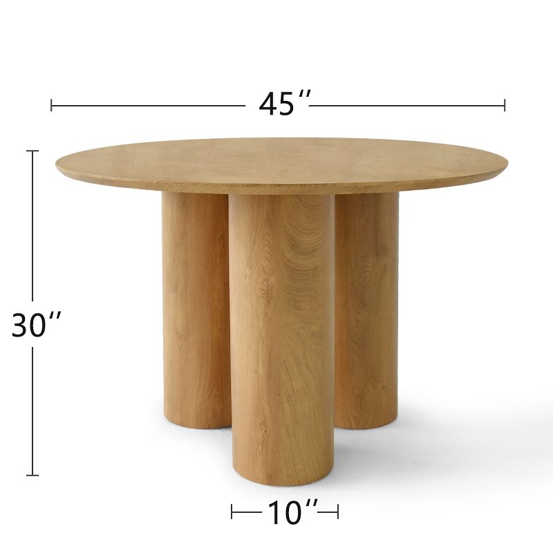 Athens 45'' Circular Table Top Architectural Design Rich Grain Manufactured Wood With 3 Legs Pedestal Round Dining Table- The Pop Maison, 4 of 9
