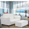 Infans White Kids Sofa Armrest Chair Couch Lounge Children Birthday Gift w/ Ottoman - 3 of 4