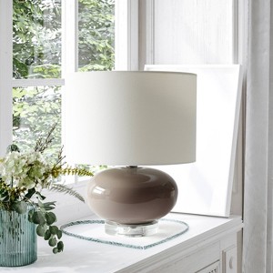 15.25" Modern Ovaloid Glass Bedside Table Lamp with Fabric Shade - Lalia Home - 1 of 4