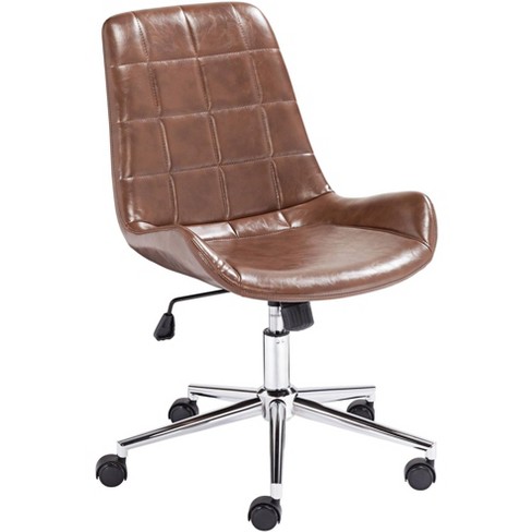 Studio 55d Daniel Brown Faux Leather, Leather Desk Chair