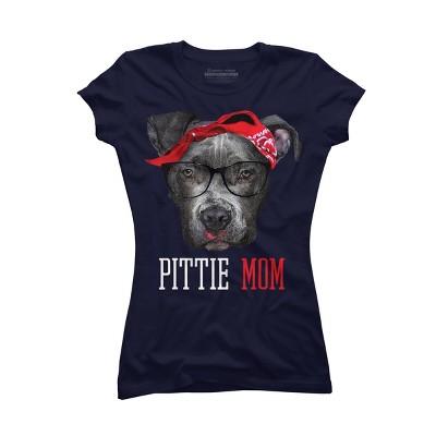 Junior's Design By Humans Mother's Day Pittie Mom Pitbull Dog Lovers By dandingroz T-Shirt