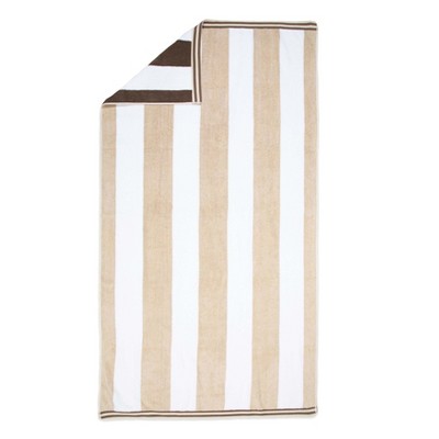 Aston & Arden Reversible Brown and Beige Cotton Beach Towel 30x70