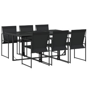 vidaXL Patio Dining Set Table and Chair Garden Outdoor Furniture Black Textilene - 1 of 4