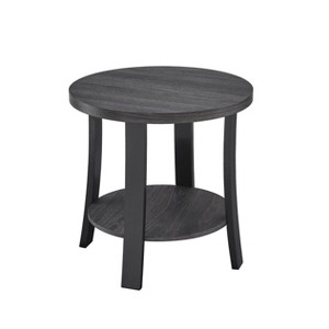 Anze Contemporary Round Wood Shelf End Table - 1 of 4