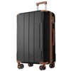 Luggage Sets 3 Piece, Hard shell ABS Lightweight Durable Suitcases with Double Spinner Wheels 20/24/28 Inch (Black Brown) - 3 of 4
