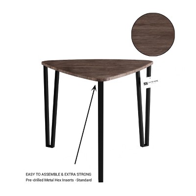 Triangular Nesting Tables Set with Wood and Metal