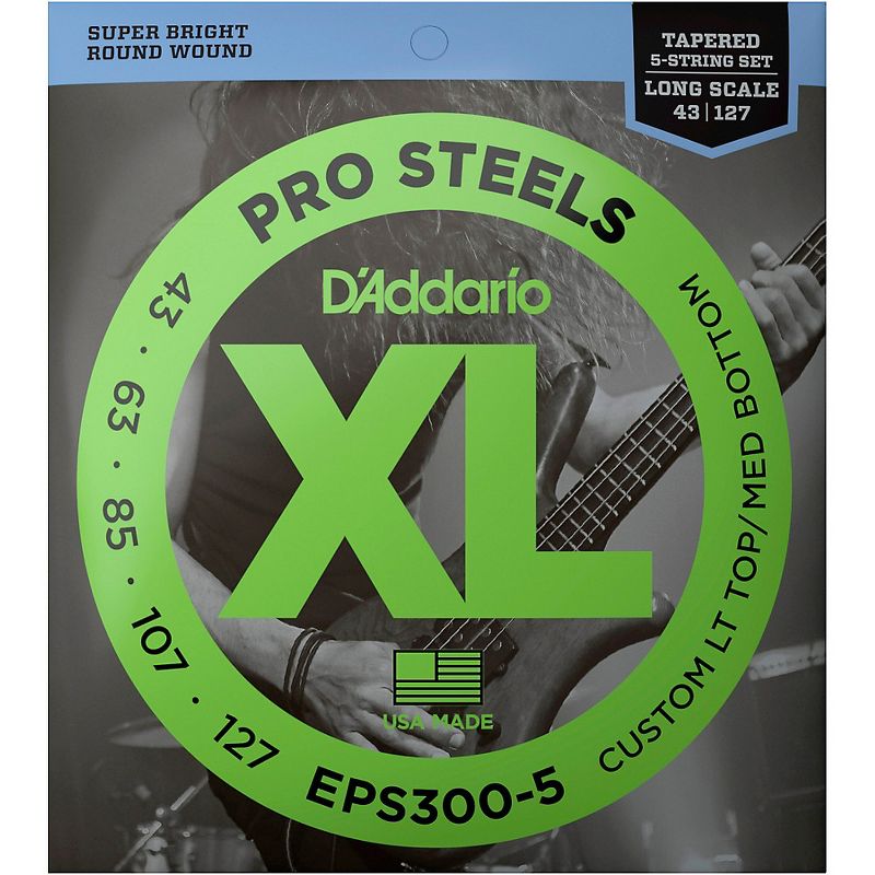 D'Addario EPS300-5 Tapered Steel Bass Guitar Strings .043 - .127, 2 of 4