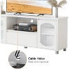 Modern TV Stand for 65 inch TV, TV Cabinet with Fluted Glass Doors and Open Shelves, White TV Entertainment Center with Storage for Living room - 3 of 4