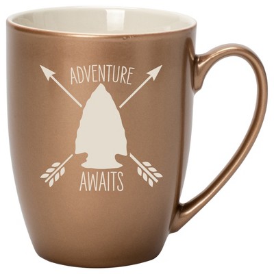100 North Arrow Head 10 Ounce Bronze Metallic Finish, Comfortably Fits Your Hands, New Bone China Coffee Tea Cup Mug, Adventure Awaits