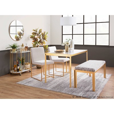 High Back Gold Metal Frame Light Grey Upholstered Side Chair