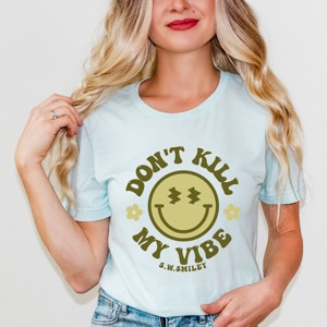 Simply Sage Market S.W.Smiley Don't Kill My Vibe Smiley Face Short Sleeve Tee - 1 of 4