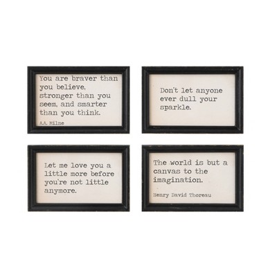 Storied Home 9" x 6" (Set of 4) Phrases Framed Wood Inspiration Phrases : Modern Canvas Wall Decor for All Ages