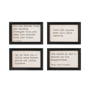 Storied Home 9" x 6" (Set of 4) Phrases Framed Wood Inspiration Phrases : Modern Canvas Wall Decor for All Ages - 1 of 4