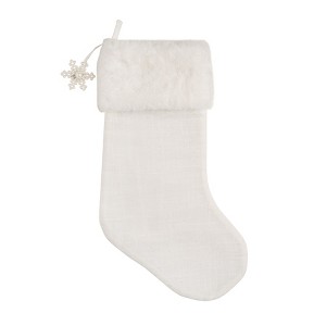 C&F Home 8.5" x 20" Fur Snowflake Christmas Stocking - 1 of 4