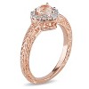 EVERLY JEWELRY | Rose Plated Sterling Silver 1/7 CT TDW Diamond and 1/2 CT TGW Morganite Heart Halo Ring - 2 of 4