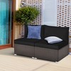 Tangkula 2PCS Patio Sectional Armless Sofas Outdoor Rattan Furniture Set w/ Cushions Black - 3 of 4