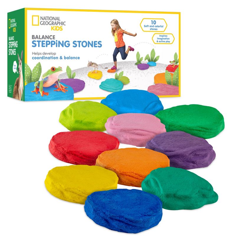 NATIONAL GEOGRAPHIC 10 Colorful Foam Stepping & Balance Stones for Kids & Toddlers, 1 of 8