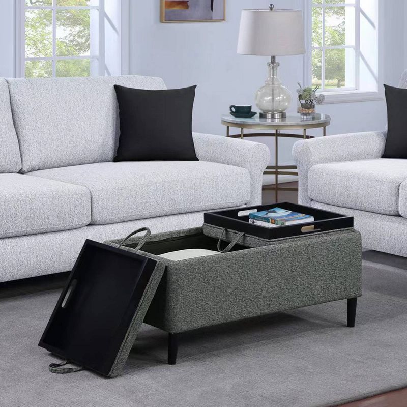 Breighton Home Designs4Comfort Magnolia Storage Ottoman with Reversible Trays Light Charcoal Gray Fabric, 2 of 8