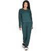 Memoi Women's Pleated Jogger Pants and Long Sleeve Shirt Set Dark Teal S - 2 of 4