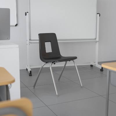 Black Ergonomic Mid-Back Metal Classroom Stacking Chair