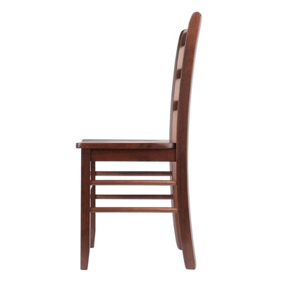 Set of 2 Walnut Ladderback Wood Side Chairs