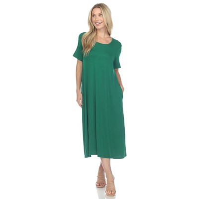 White Mark Women's Short Sleeve Midi Dress