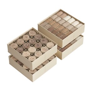 Set of 4 Drawer Organizers, Closet Organizers for Underwear, 80 Cells, Foldable Sock Holders - 1 of 4